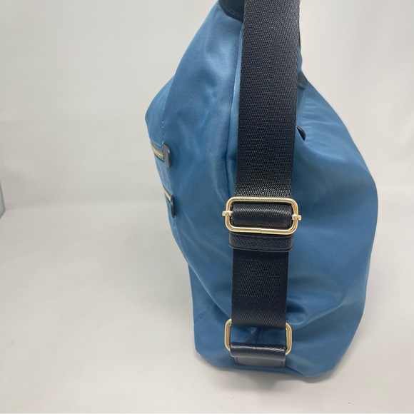 Vintage Blue Convertible Backpack, Large Nylon Shoulder Bag | Sondra Roberts - Picture 6 of 14